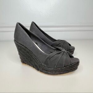 Mango Linen Platform Espadrille Wedge Sandals 37